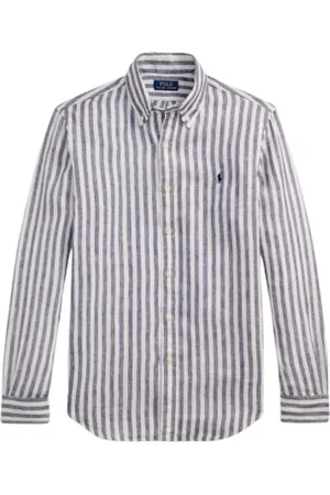 Ralph Lauren Skjorte, Herre, Flerfarvet, XL, Linned, Vertikal Stribet Linnedskjorte