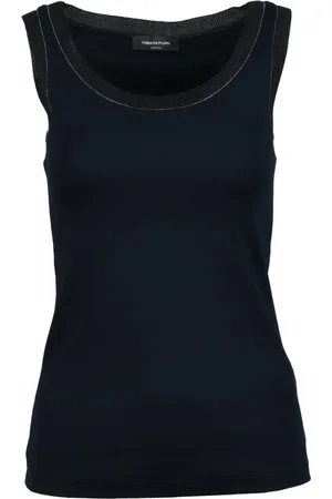 Fabiana Filippi Top, Dame, Blå, L, Bomuld, Elegant Bomuld Elastan T-shirt