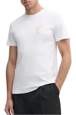 VERSACE Top, Herre, Hvid, 2XL, Bomuld, Kortærmet T-shirt med trykt logo