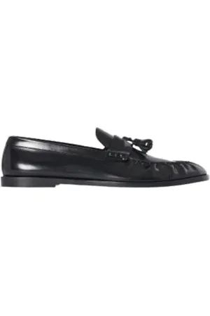 The Row Sko, Herre, Sort, 45 EU, Læder, Elegant Læder Loafer med Tassel Detaljer