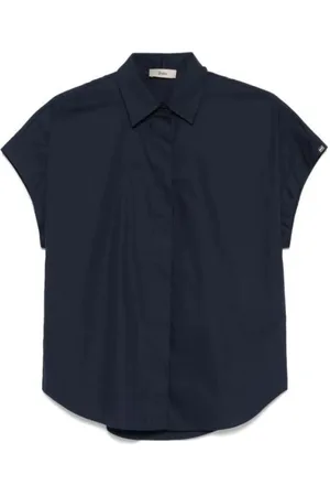 HERNO Bluser & Skjorter, Dame, Blå, M, Bomuld, Monogram Faldskærm Bomuld Skjorte