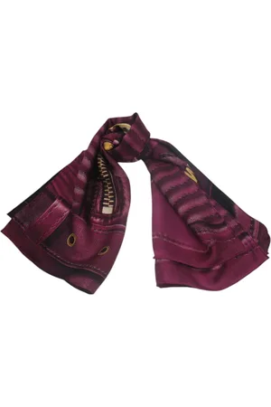 Moschino Tilbehør, Dame, Lilla, ONE SIZE, Silketørklæde med frontlogo print