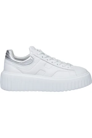 Hogan Sko, Dame, Hvid, 37 EU, Hvide Sneakers med Sølv Detaljer