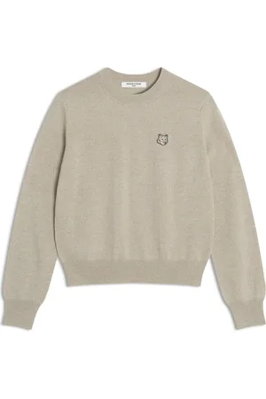Maison Kitsuné Strik, Herre, , S, Uld, Rævehoved Patch Merino Uld Sweater