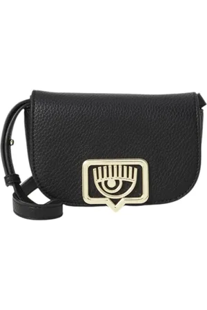 Chiara Ferragni Taske, Dame, Sort, ONE SIZE, Læder, Eco-læder Crossbody Taske med Frontlogo