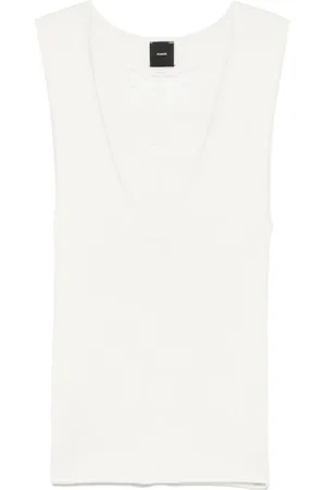 Pinko Top, Dame, Hvid, L, Uld, Hvid Top med Stilfuldt Design