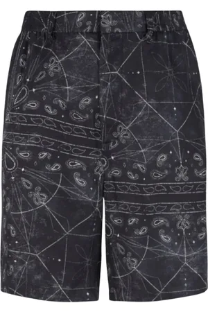 Armani Exchange Shorts, Herre, Sort, W30, Uld, Bandana Print Loose Fit Shorts