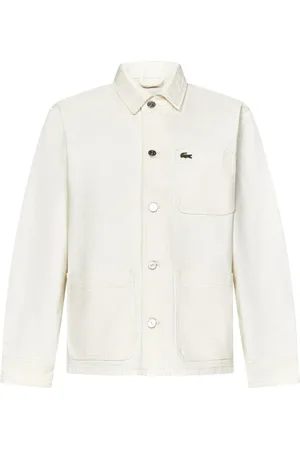 Lacoste Jakke, Herre, Hvid, 3XL, Bomuld, Hvid Skjorte med Metal Knapper