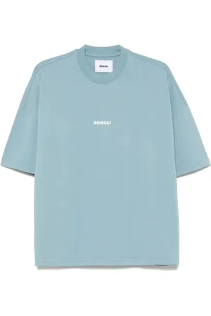 BONSAI Top, Herre, Blå, XL, Uld, Logo Tee Drop Shoulder Kort Ærmer
