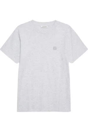 ANINE BING Top, Dame, Grå, M, Grå Logo Print Rund Hals