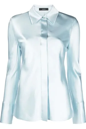 Joseph Bluser & Skjorter, Dame, Blå, L, Satin, Blå Silke Satin Langærmet Bluse