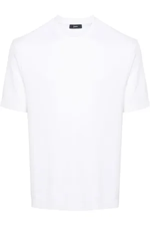 HERNO Top, Herre, Hvid, 2XL, Bomuld, Hvid Bomulds T-shirt Rund Hals Korte Ærmer