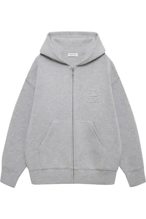 ANINE BING Sweathshirts & Hoodies, Dame, Grå, XS, Uld, Grå Hættetrøje med Lynlås foran