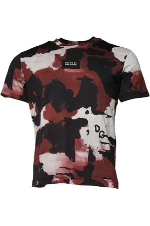 Dolce & Gabbana Top, Herre, Flerfarvet, S, Multifarvet Camouflage Crew Neck T-shirt