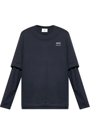 Ami Top, Herre, Blå, XS, Bomuld, T-shirt med logo