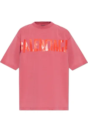Balenciaga Top, Herre, Lyserød, M, Bomuld, T-shirt med trykt logo