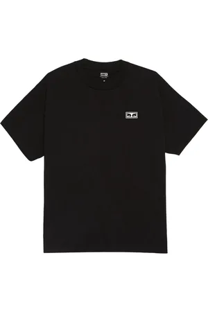 Obey Top, Herre, Sort, L, Bomuld, Øjne Tee med Side Logo Print
