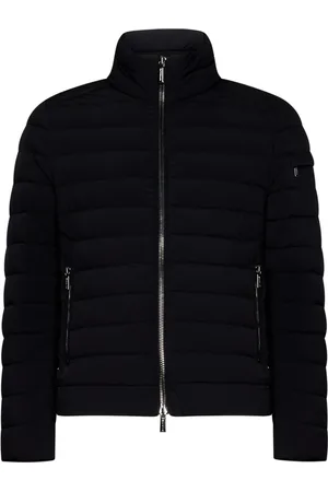 MOORER Jakke, Herre, Sort, 5XL, Uld, Sort quiltet frakke med turtleneck og lynlåslukning