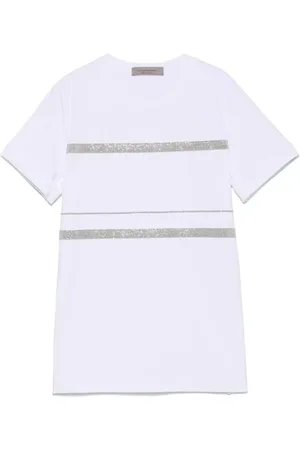 D.EXTERIOR Top, Herre, Hvid, L, Bomuld, Hvid Monili-detalje T-shirt