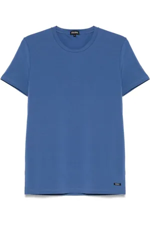 Ermenegildo Zegna Top, Herre, Blå, M, Uld, Blå Kortærmet Casual T-Shirt