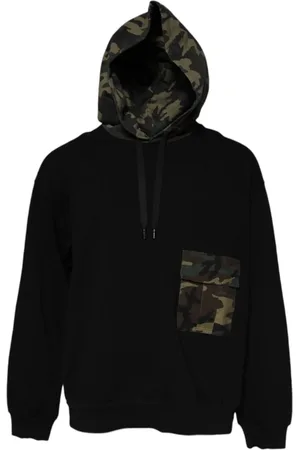 Dolce & Gabbana Sweathshirts & Hoodies, Herre, Sort, 4XL, Bomuld, Sort Camouflage Hættetrøje