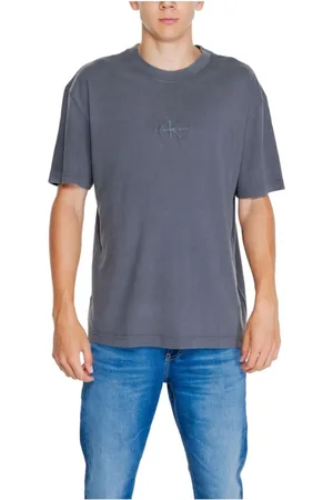 Calvin Klein Top, Herre, Grå, S, Bomuld, Sort Bomulds T-shirt med Logo
