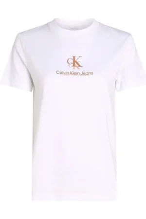 Calvin Klein Top, Dame, Hvid, XS, Bomuld, Hvid Bomuld Rund Hals T-shirt