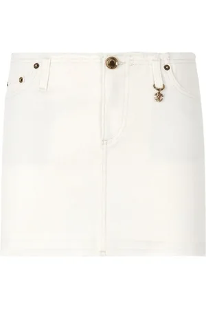 Roberto Cavalli Nederdel, Dame, Hvid, XS, Denim, Slidt Denim Mininederdel