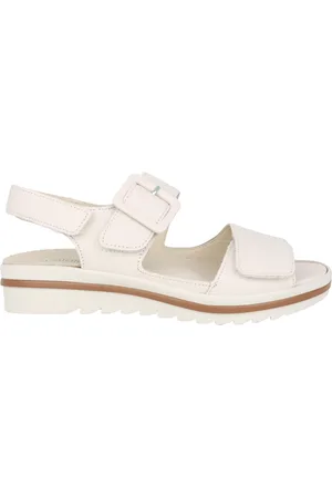 Waldläufer Sko, Dame, , 39 EU, Læder, Bred pasform damesandal - off white