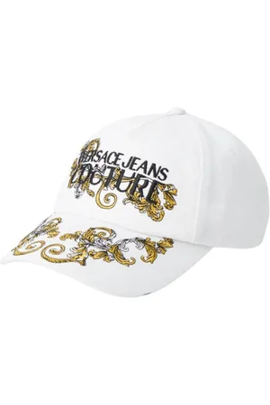 VERSACE Tilbehør, unisex, Hvid, ONE SIZE, Bomuld, Hvid Broderet Kasket og Hue
