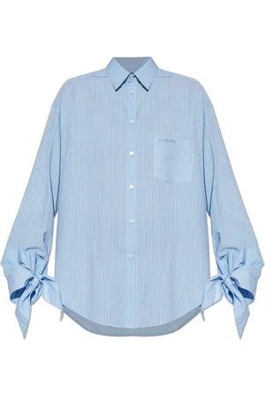 Balenciaga Bluser & Skjorter, Dame, Blå, M, Tyl, Skjorte med strikmønster