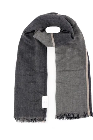 Brunello Cucinelli Tilbehør, Herre, Grå, ONE SIZE, Uld, Ternet Frynset Tørklæde Grå