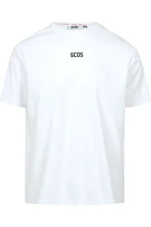 GCDS Top, Herre, Hvid, XL, Bomuld, Basic Logo Regular Bomuld T-shirt