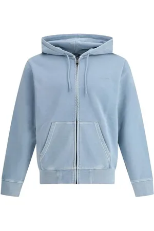 Carhartt Sweathshirts & Hoodies, Herre, Blå, S, Bomuld, Justerbar hættetrøje med lynlås og ribkanter