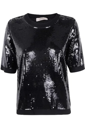 Twin-Set Bluser & Skjorter, Dame, Sort, XS, Uld, Sort palietuldtrøje i uld