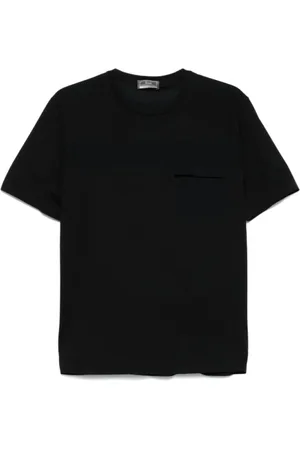 HERNO Top, Herre, Sort, XL, Uld, Sort T-shirt med Logo-lomme