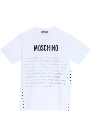 Moschino Top, Herre, Hvid, S, Bomuld, Hvid Bomuld Kortærmet T-shirt med Logo Print