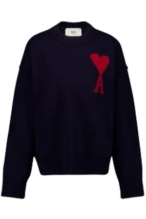 Ami Strik, Herre, Blå, XL, Uld, Stilfuld Strik Cardigan Sweater