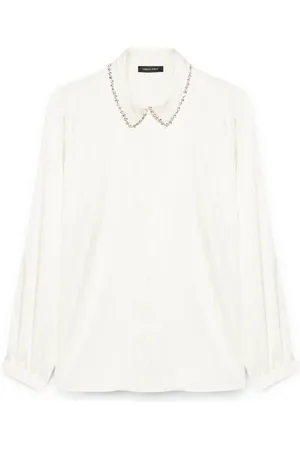 Fiorella rubino Bluser & Skjorter, Dame, Hvid, 4XL, Polyester, Skjorte med foran slids og broderet krave
