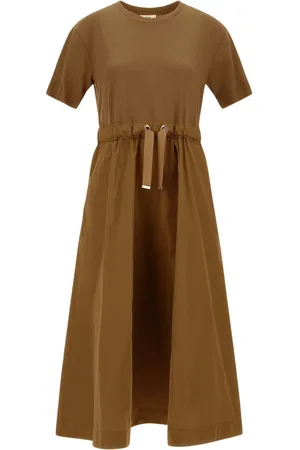 HERNO Kjole, Dame, Brun, XS, Glam Knit Effekt Taffeta Kjole