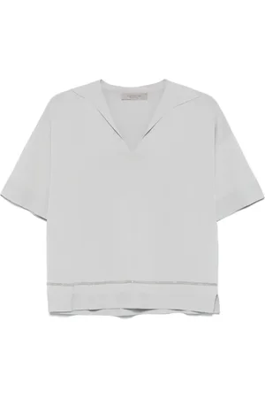 D.EXTERIOR Top, Dame, Grå, M, Grå Strikket Top med Italiensk Krave