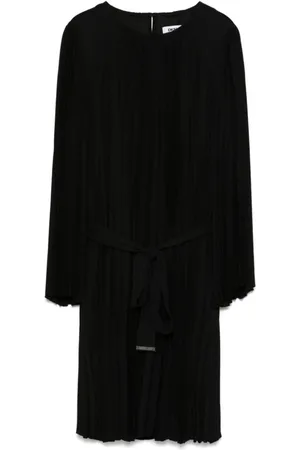 DKNY Kjole, Dame, Sort, M, Polyester, Sort Plisseret A-Line Midi Kjole