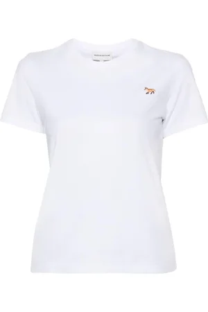 Maison Kitsuné Top, Dame, Hvid, L, Uld, Hvid Logo T-shirt