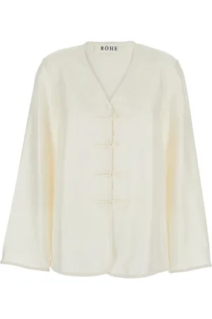 Rohe Bluser & Skjorter, Dame, Hvid, M, Silk Mandarin Lukning Hvid Skjorte Top