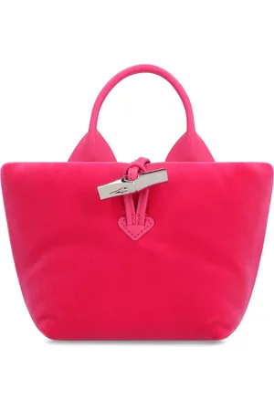Longchamp Taske, Dame, Lyserød, ONE SIZE, Uld, Velvet Skuldertaske med Læderdetaljer