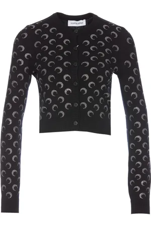 Marine Serre Strik, Dame, Sort, S, Sort Sweater med Unik Stil