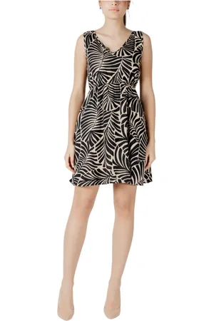 ONLY Kjole, Dame, Sort, L, Uld, Elegant Blomstret V-Neck Kjole