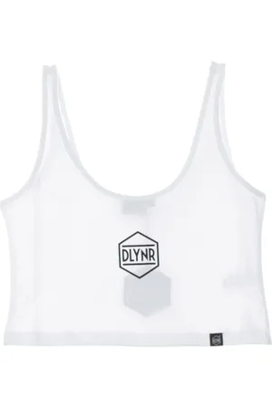 DOLLY NOIRE Top, Dame, Hvid, L, Hexagon Crop Tank Top i hvid