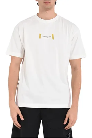 C.P. Company Top, Herre, Hvid, 2XL, Bomuld, Bomuld Jersey Grafisk Print T-shirt