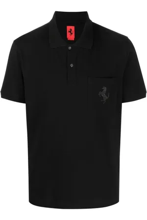 FERRARI Top, Herre, Sort, L, Sort Polo Skjorte med Logo